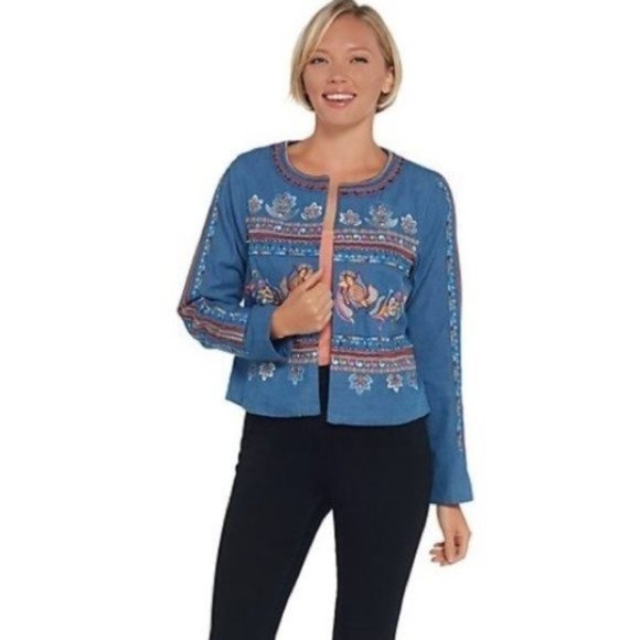 Laurie Felt Embroidered Open Jacket - Picture 1 of 6